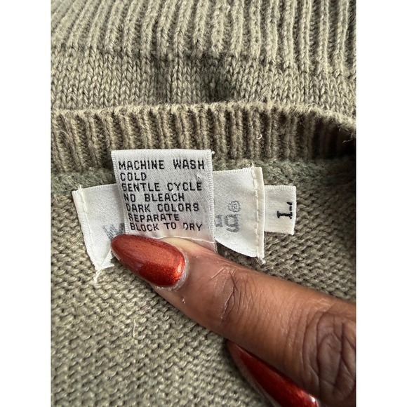 VTG White Stag Women Large Green Knit‎ Sweater Macrame Quirky GrannyCore Casual - Picture 5 of 7